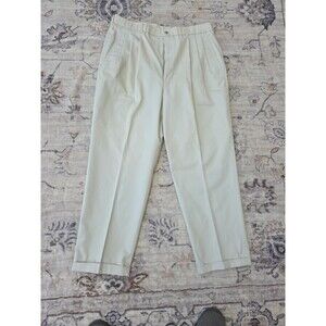 #341 Haggar Pants Men 38x29 Beige Chino Casual Zip Fly 100% Cotton